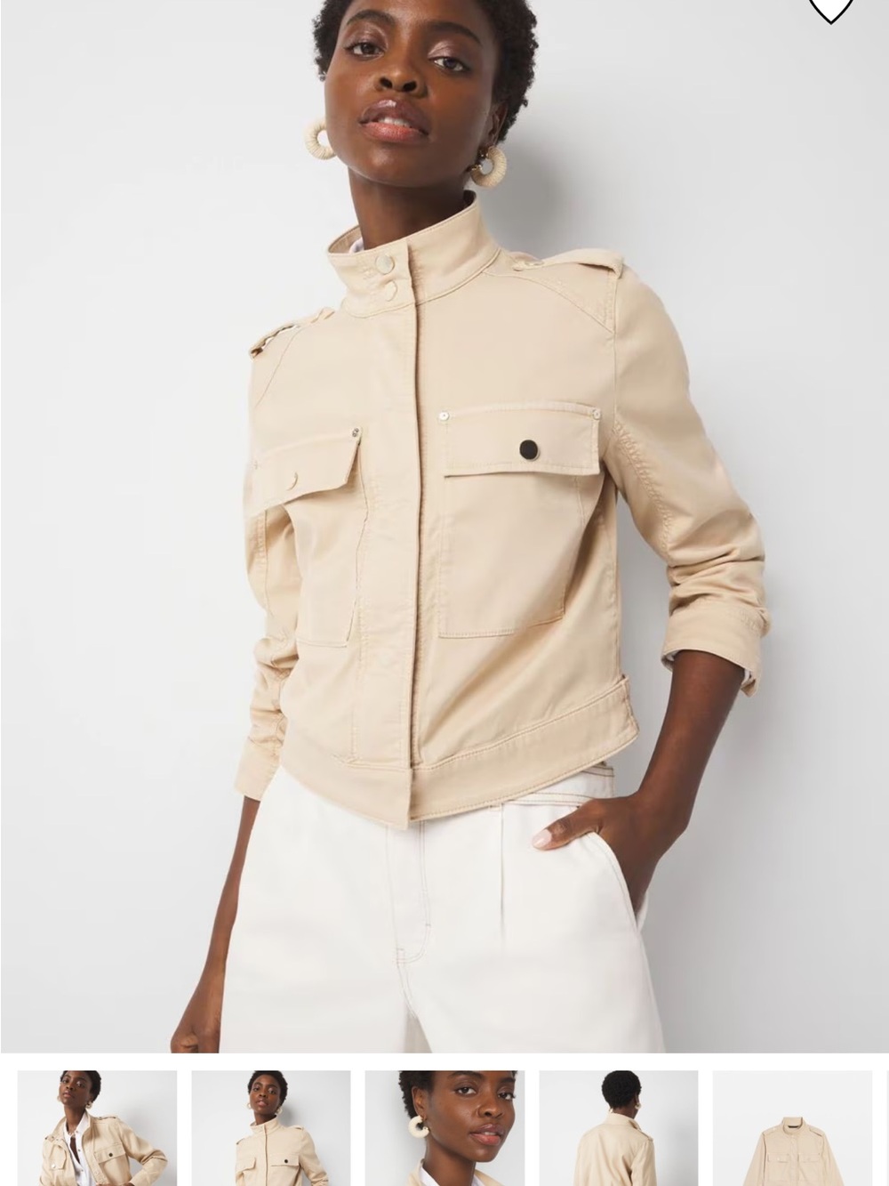 White House Black Market Beige Cropped Utility Jacket - Picture 2 of 3